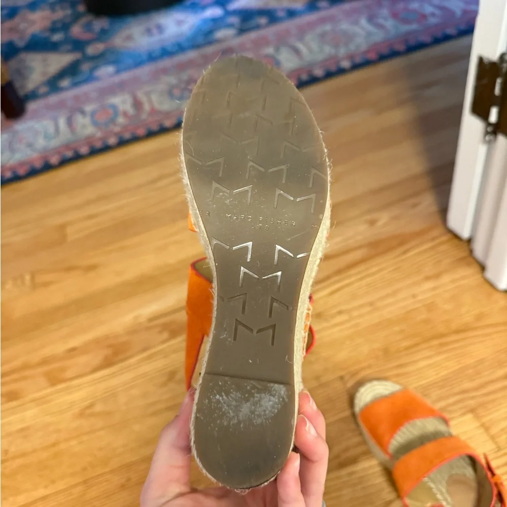 Marc Fisher LTD Renni Platform Espadrille Wedge Sandals Orange Suede Size 5 - Picture 11 of 16